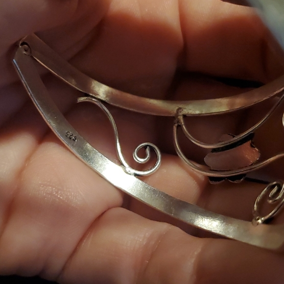 New Fossilized Orthoceras 925 Silver Cuff Bracelet. - Picture 16 of 16